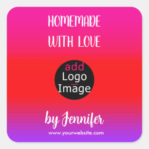 Homemade With Love Professional Customisable Logo  Square Sticker