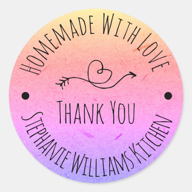 Homemade with Love | Rainbow Kraft Paper Thank You Classic Round Sticker (Front)