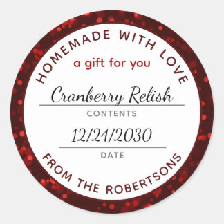 Homemade with Love Red Christmas Food Label