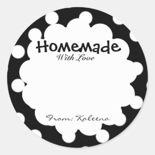 Homemade With Love Retro Polka Dot Classic Round Sticker