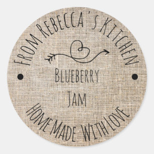 Homemade with Love Rustic Burlap Jam Canning Label