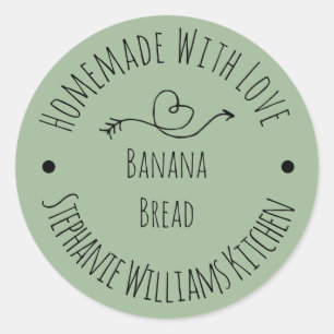 Homemade with Love Sage Green    Baked Goods  Classic Round Sticker