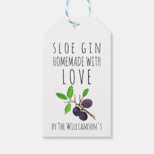 Homemade with Love Sloe Gin Kraft Paper Gift Tags