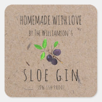 Homemade with Love Sloe Gin Kraft Paper