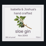 Homemade with love Sloe Gin label<br><div class="desc">Hand crafted Sloe Gin label ,  This design features a vintage illustration of a sloe branch. Editable templates have set up ready for you to personalise and customise . Give your homemade gifts the finishing touch .</div>