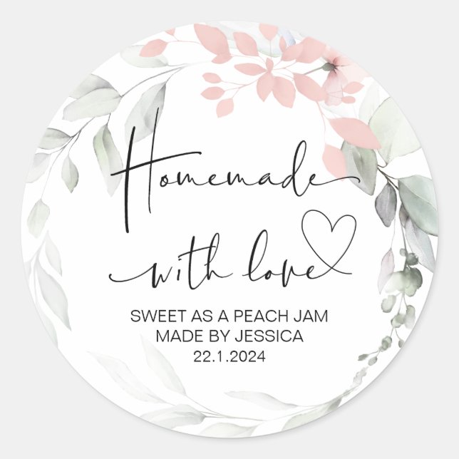 Homemade With Love Small Business Thank You Cute Classic Round Sticker (Front)