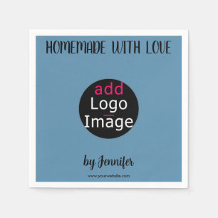 Homemade With Love Stylish Custom Dusty Blue Napkin