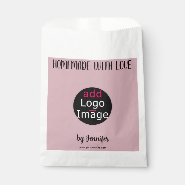 Homemade With Love Stylish Custom Dusty Rose Pink  Favour Bags (Front)