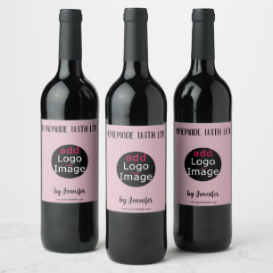 Homemade With Love Stylish Custom Dusty Rose Pink Wine Label