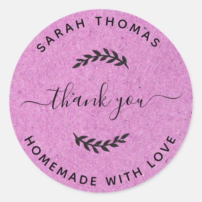 Homemade with Love Thank You Create Your Own Classic Round Sticker (Front)