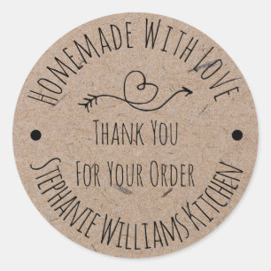Homemade with Love   Thank You For Your Order Classic Round Sticker