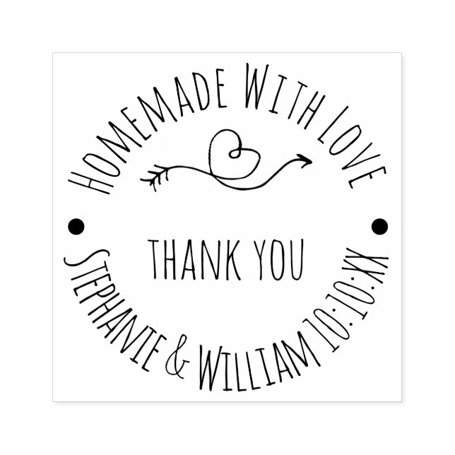 Homemade with Love Thank You | Wedding Favour Rubber Stamp (Imprint)