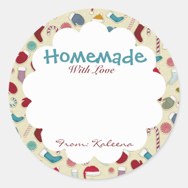 Homemade With Love Winter Themed Classic Round Sticker (Front)