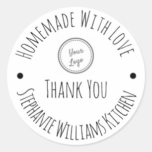 Homemade with Love Your Logo Thank You Classic Round Sticker