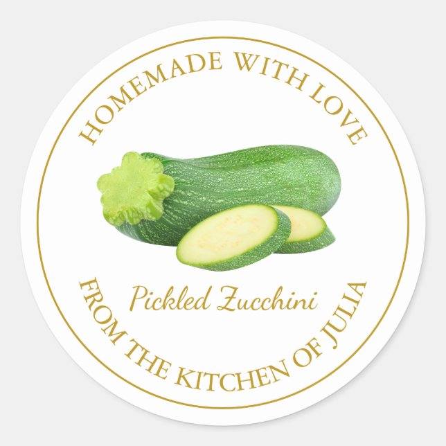 Homemade Zucchini Pickle Label | White (Front)