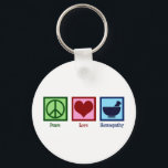 Homeopath Peace Love Homaeopathy Key Ring<br><div class="desc">Show your support of homœopathy or alternative medicine with this cute gift for a homaeopathic doctor or naturopathic doctor of naturopathy. Holistic medicine or healer present. Peace Love Homaeopathy.</div>