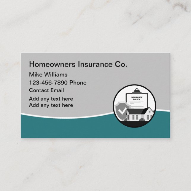 Homeowners Insurance Agent Business Cards (Front)