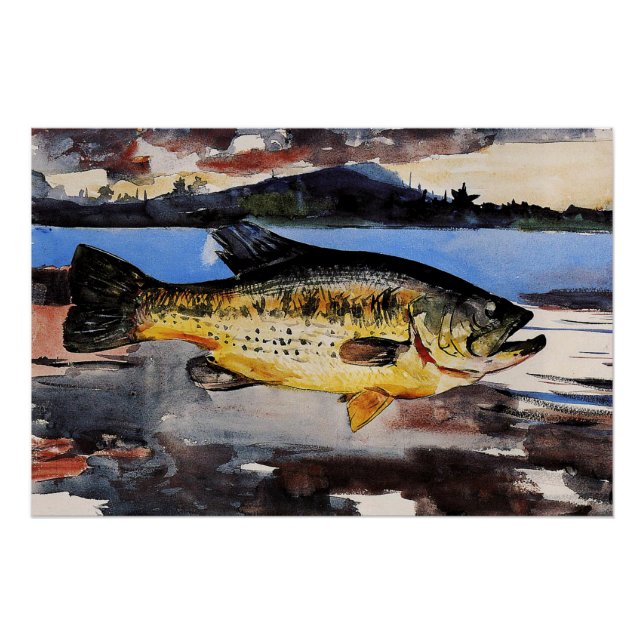 Homer - Bass, fish, fine art, Poster (Front)