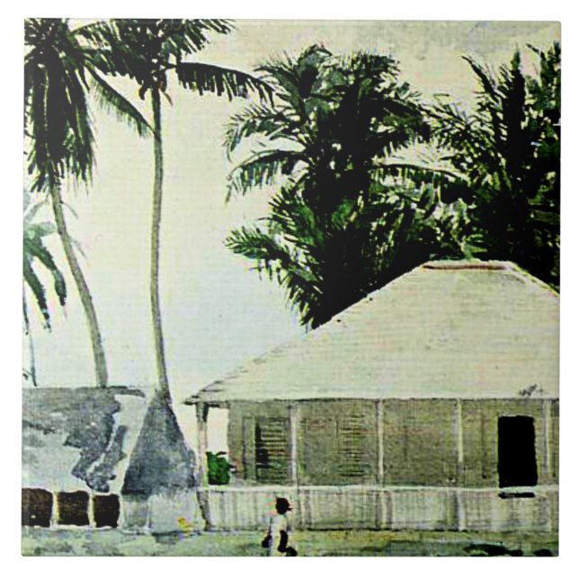 Homer - Cabins, Nassau, famous painting, Tile (Front)
