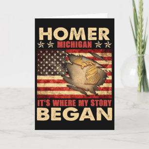 Homer Michigan Usa Flag 4th Of July Card