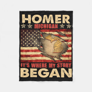 Homer Michigan Usa Flag 4th Of July Fleece Blanket