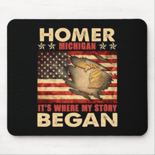Homer Michigan Usa Flag 4th Of July Mouse Mat