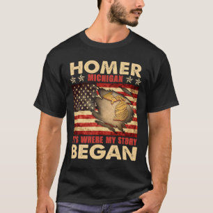 Homer Michigan Usa Flag 4th Of July T-Shirt