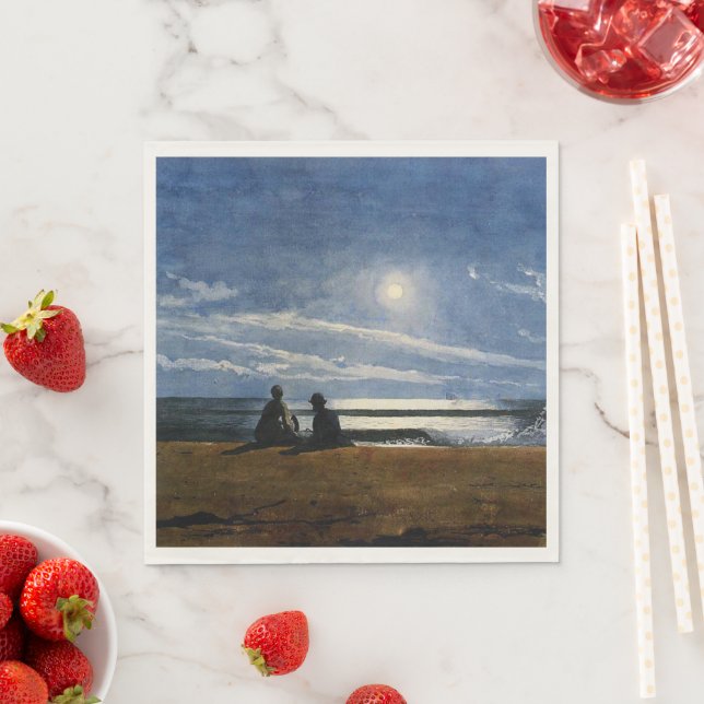 Homer - Moonlight, fine art painting, Napkin (Insitu)