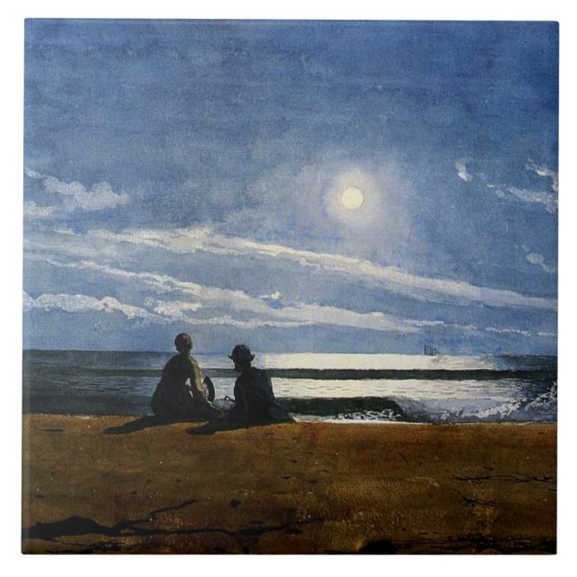 Homer - Moonlight, fine art painting, Tile (Front)