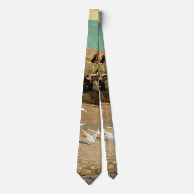 Homer - Rocky Coast and Gulls, fine art Tie (Front)