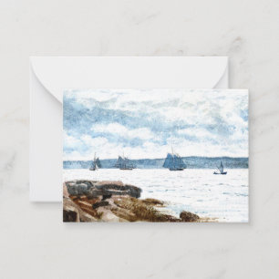 Homer - Sailboats at Gloucester, 1880 painting Card