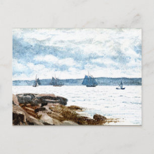 Homer - Sailboats at Gloucester, fine art Postcard
