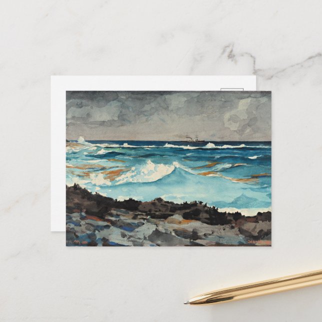 Homer - Shore and Surf, Nassau Postcard (Front/Back In Situ)