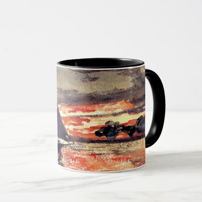 Homer - Sunset Fires, fine art watercolor painting Mug (Front Right)