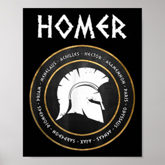 Homer The Iliad And Odyssey Heroes Of The Trojan W Poster