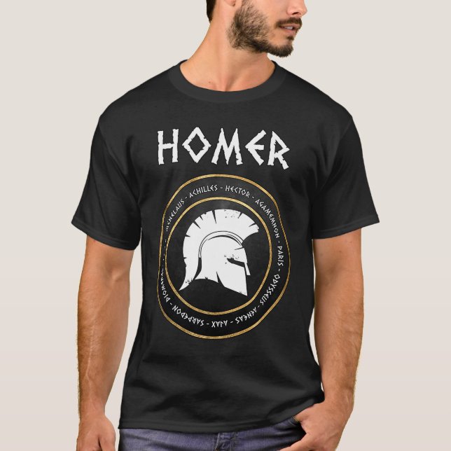 Homer the Iliad and Odyssey Heroes of the Trojan W T-Shirt (Front)