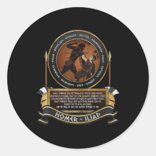 Homer The Iliad Rage Of Achilles Trojan War Classic Round Sticker