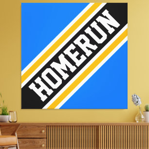 HOMERUN Athletic Bright Blue Orange Black Stripes Canvas Print