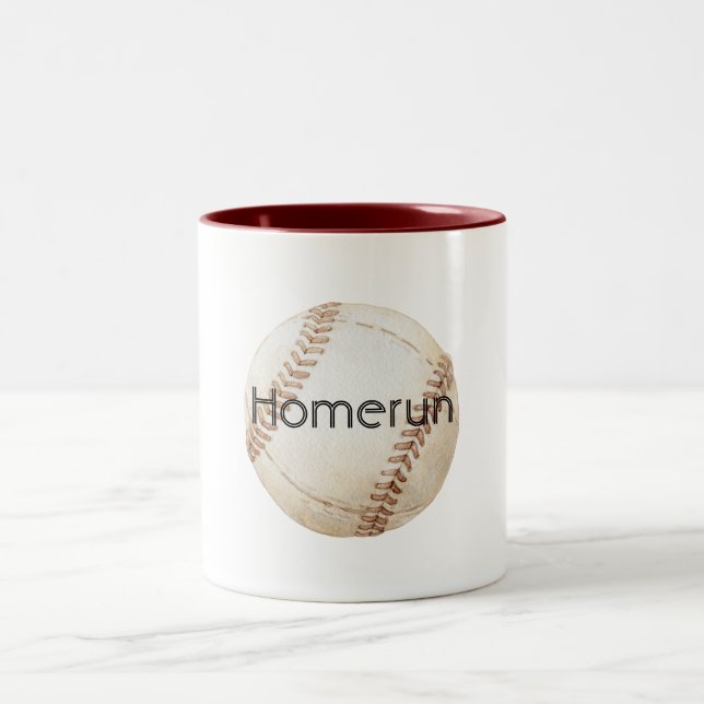 Homerun Baseball Two-Tone Coffee Mug (Center)