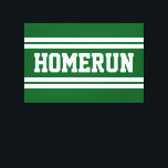 HOMERUN Bright Green White Summer Baseball Stripes Canvas Print<br><div class="desc">This sporty,  baseball design features bold athletic HOMERUN text inside wide white racing stripes against bright green background.  The colors and text in this design can be personalized.</div>