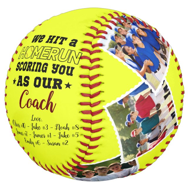 Homerun Coach Thank You Gift Custom Photos & Names Softball (Angled)