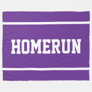 HOMERUN Sporty White Baseball Stripes On Fleece Blanket