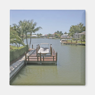 Homes and docks on canal Marco Island Florida Magnet