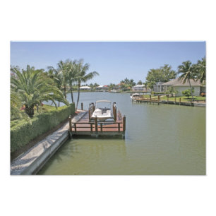 Homes and docks on canal Marco Island Florida Photo Print
