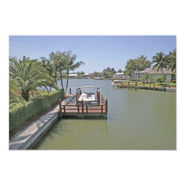 Homes and docks on canal Marco Island Florida Photo Print (Front)