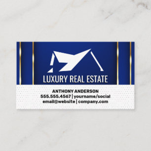 Homes Icon    Luxury Gold Blue Background Business Card