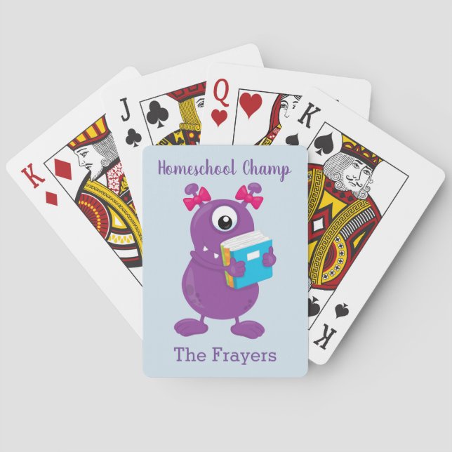 Homeschool Champ Purple Monster Playing Cards (Back)