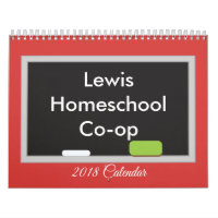Homeschool Co op Chalkboard on Red Background