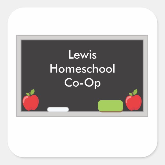 Homeschool Co Op Chalkboard Square Sticker (Front)