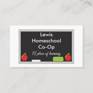 Homeschool Co-Op Chalkboard with apples Business Card